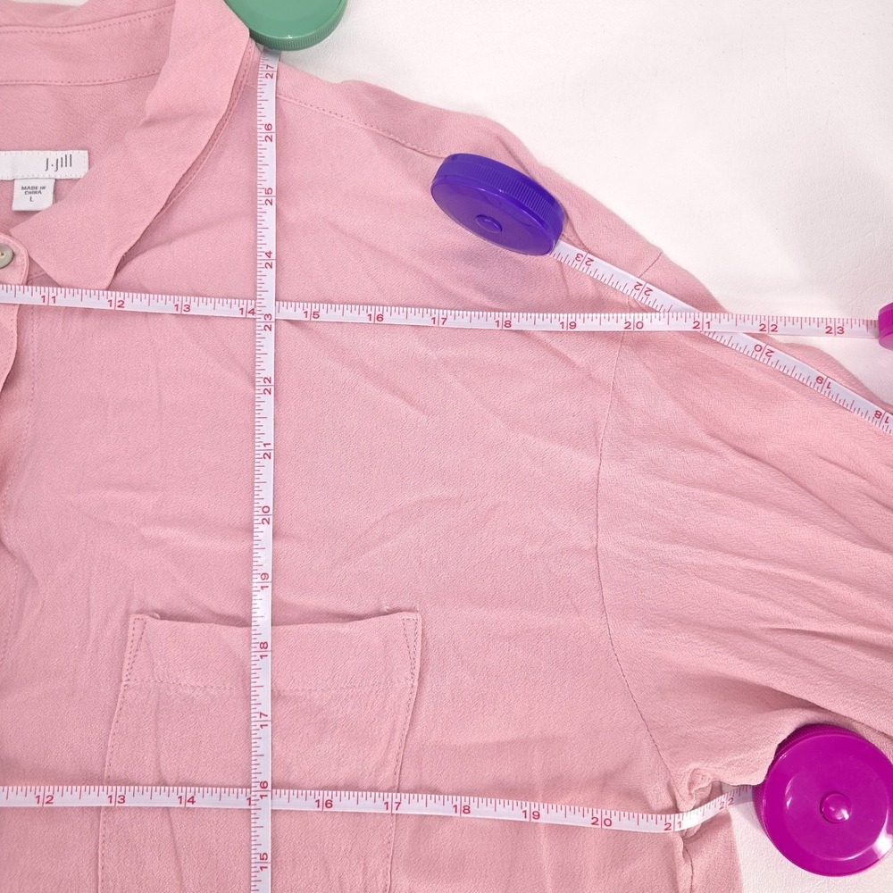 J Jill Button Up Shirt Womens Large‎ Pink Long Sleeve Casual Blouse Normcore - Picture 4 of 16